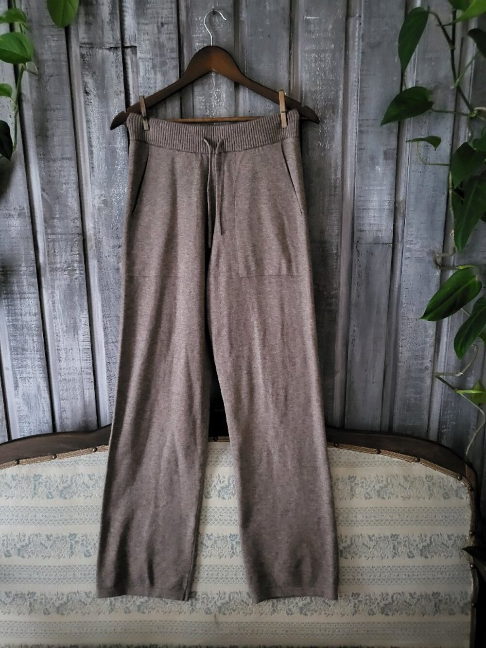 Lazypants Sweater Knit Straight-Leg Pants Taupe S